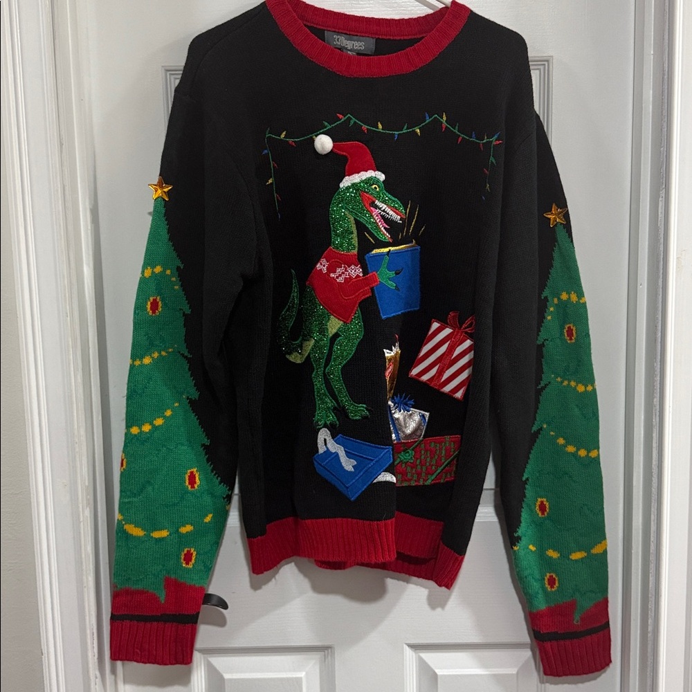 Ugly Christmas Sweater Santa T-Rex